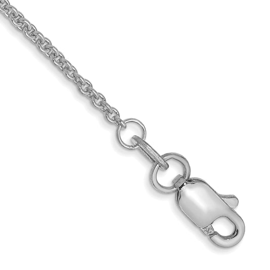 10K White Gold Wg 1.4mm Round Open Link Cable Chain Anklet