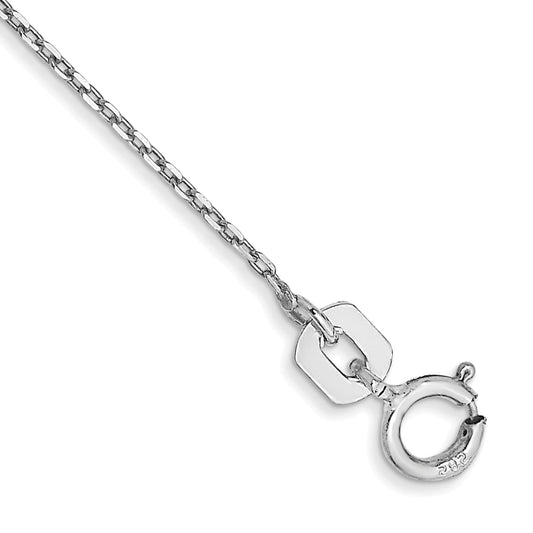 10K White Gold Wg .8mm D/C Cable With Spring Ring Clasp Chain Anklet
