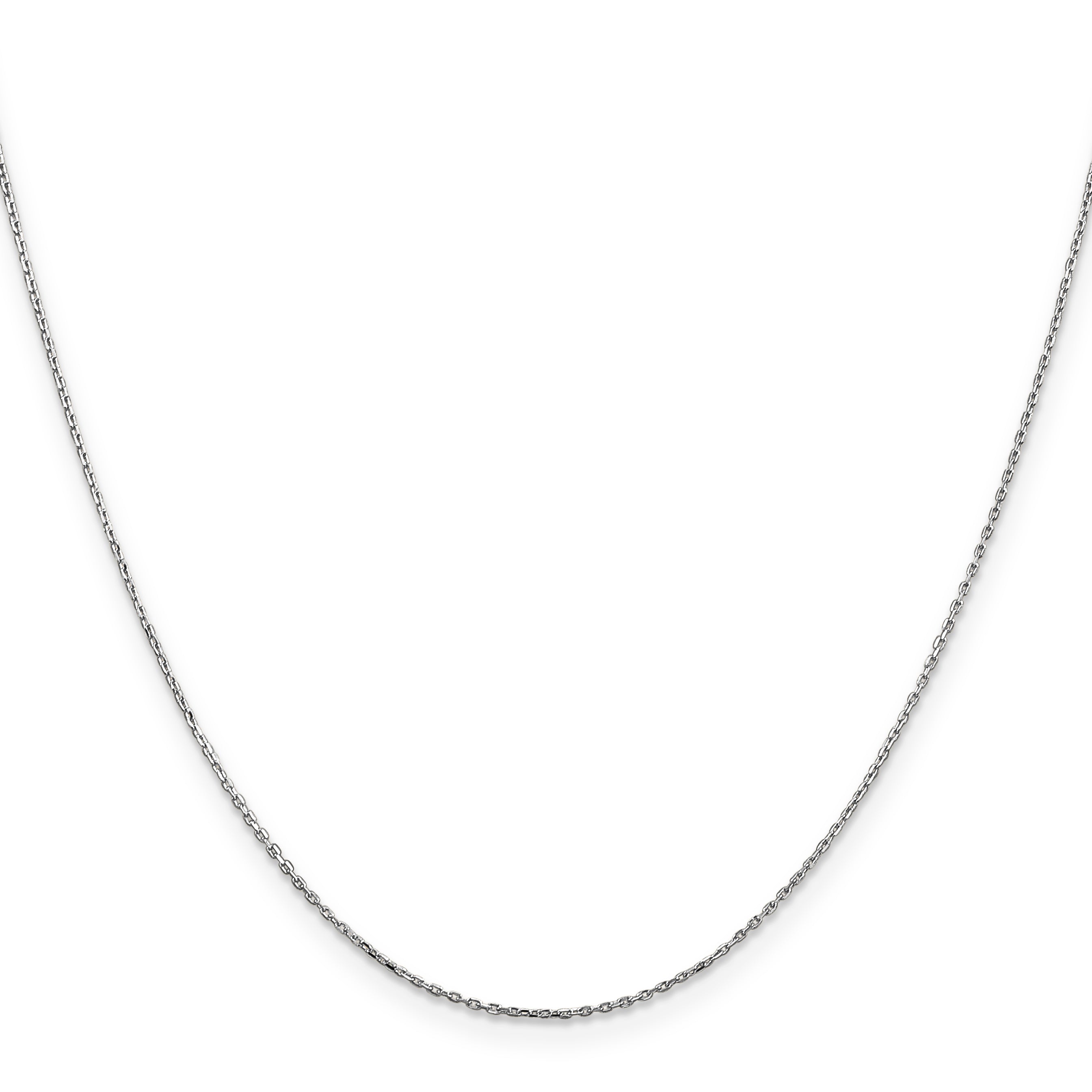 10k White Gold WG .8mm D/C Cable with Lobster Clasp Chain Necklace