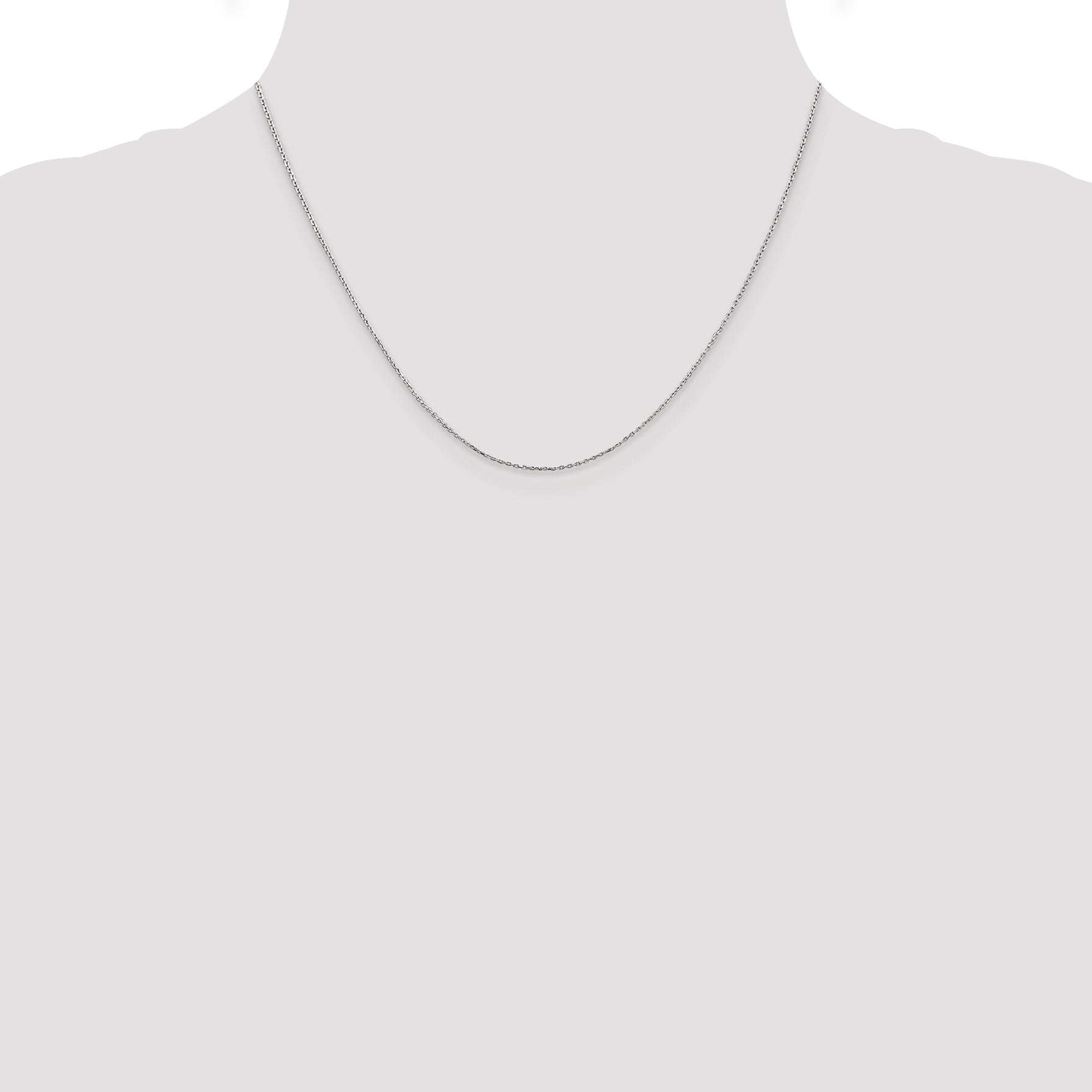 10k White Gold WG .8mm D/C Cable with Lobster Clasp Chain Necklace
