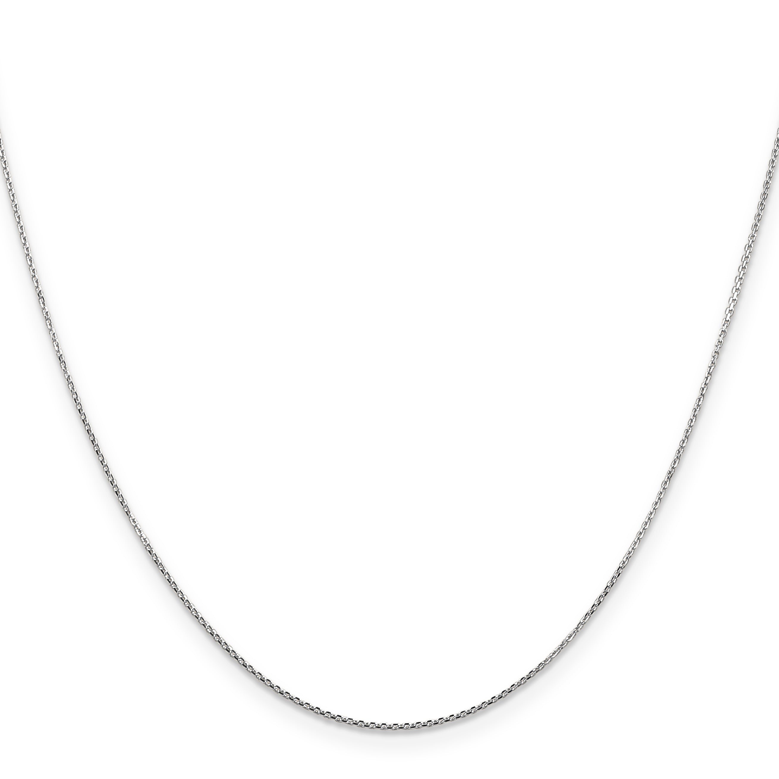 18 Inch 10K White Gold Wg .8mm D/C Round Open Link Cable Chain Necklace