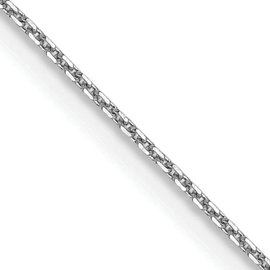 18 Inch 10K White Gold Wg .8mm D/C Round Open Link Cable Chain Necklace