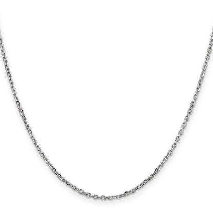 22 Inch 10K White Gold Wg 1.8mm D/C Round Open Link Cable Chain Necklace