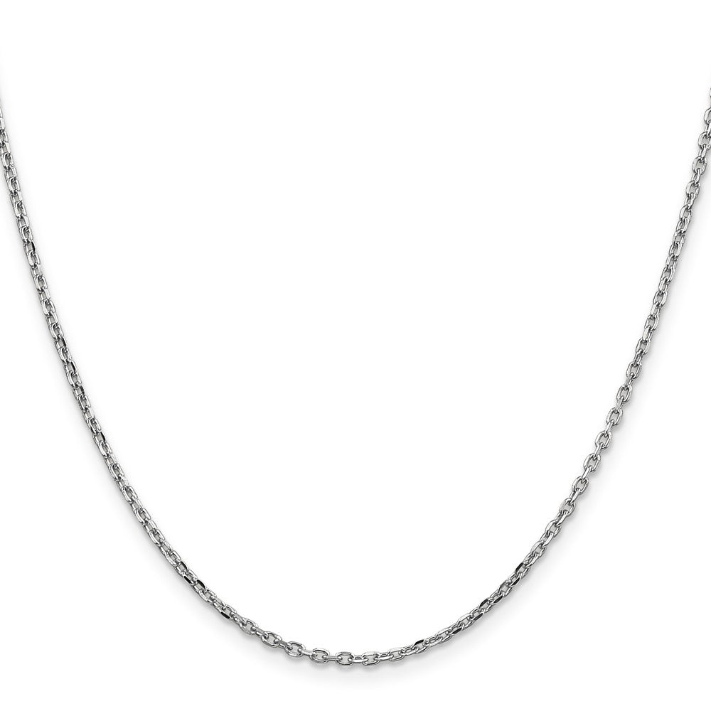 18 Inch 10K White Gold Wg 1.8mm D/C Round Open Link Cable Chain Necklace