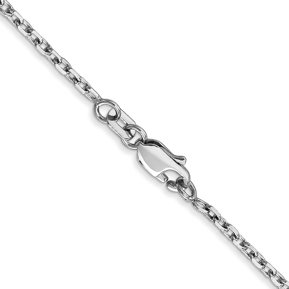18 Inch 10K White Gold Wg 1.8mm D/C Round Open Link Cable Chain Necklace
