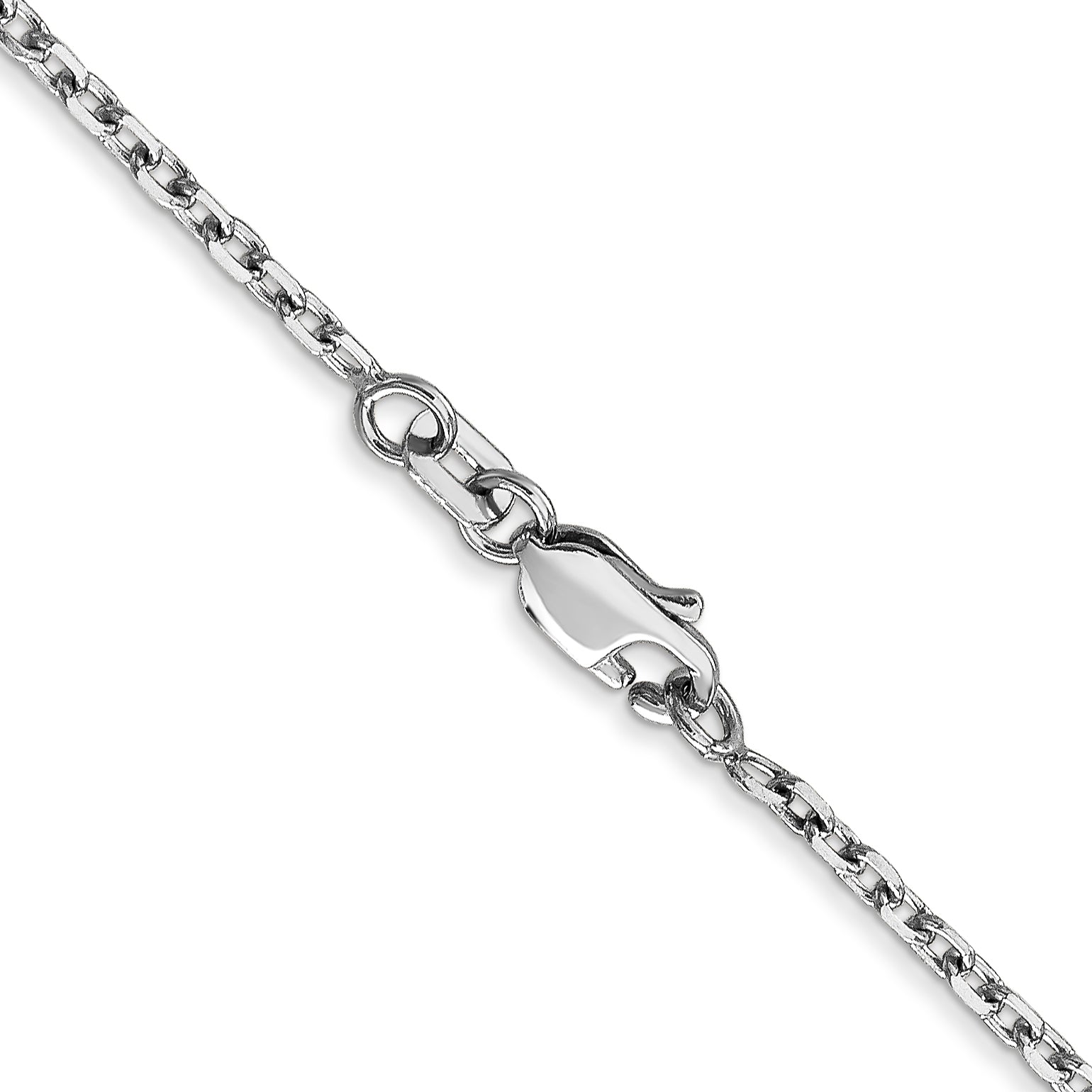 16 Inch 10K White Gold Wg 1.8mm D/C Round Open Link Cable Chain Necklace