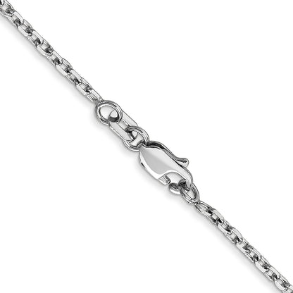 22 Inch 10K White Gold Wg 1.8mm D/C Round Open Link Cable Chain Necklace