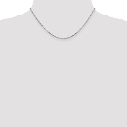 16 Inch 10K White Gold Wg 1.8mm D/C Round Open Link Cable Chain Necklace