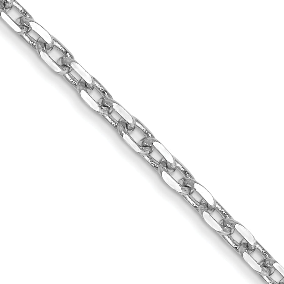 16 Inch 10K White Gold Wg 1.8mm D/C Round Open Link Cable Chain Necklace