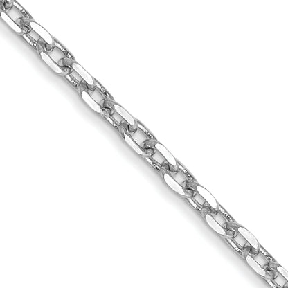 16 Inch 10K White Gold Wg 1.8mm D/C Round Open Link Cable Chain Necklace