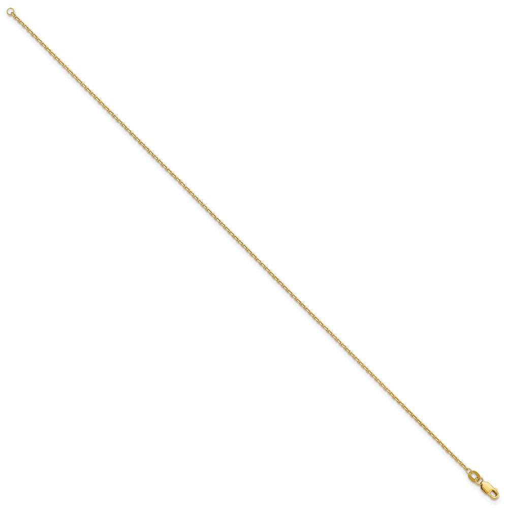 9 Inch 10K Yellow Gold 1.4mm D/C Round Open Link Cable Chain Anklet