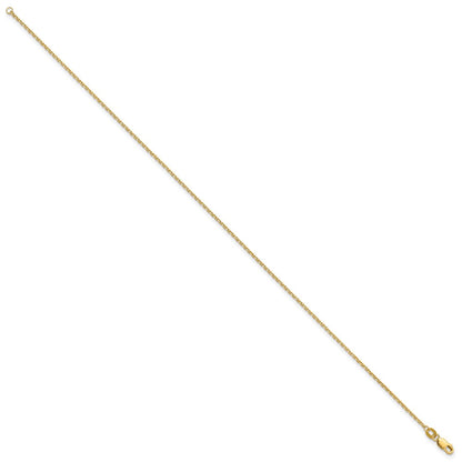 9 Inch 10K Yellow Gold 1.4mm D/C Round Open Link Cable Chain Anklet