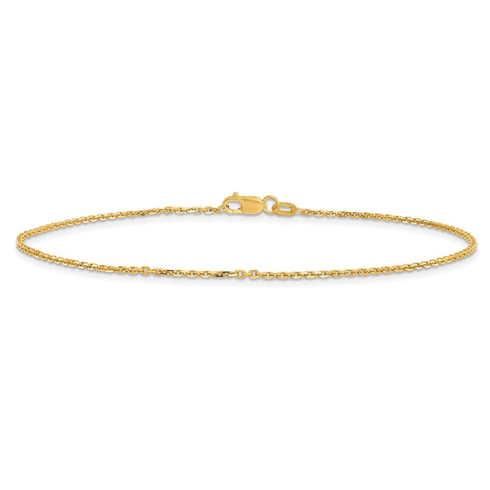 9 Inch 10K Yellow Gold 1.4mm D/C Round Open Link Cable Chain Anklet