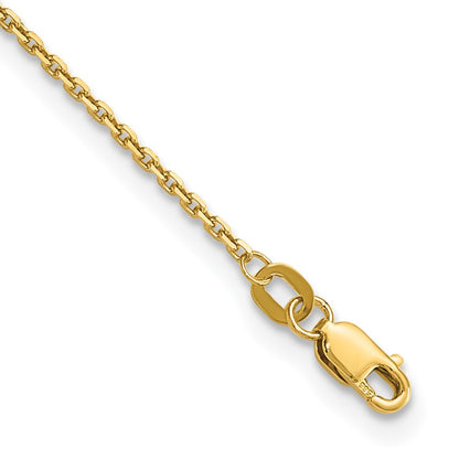 9 Inch 10K Yellow Gold 1.4mm D/C Round Open Link Cable Chain Anklet
