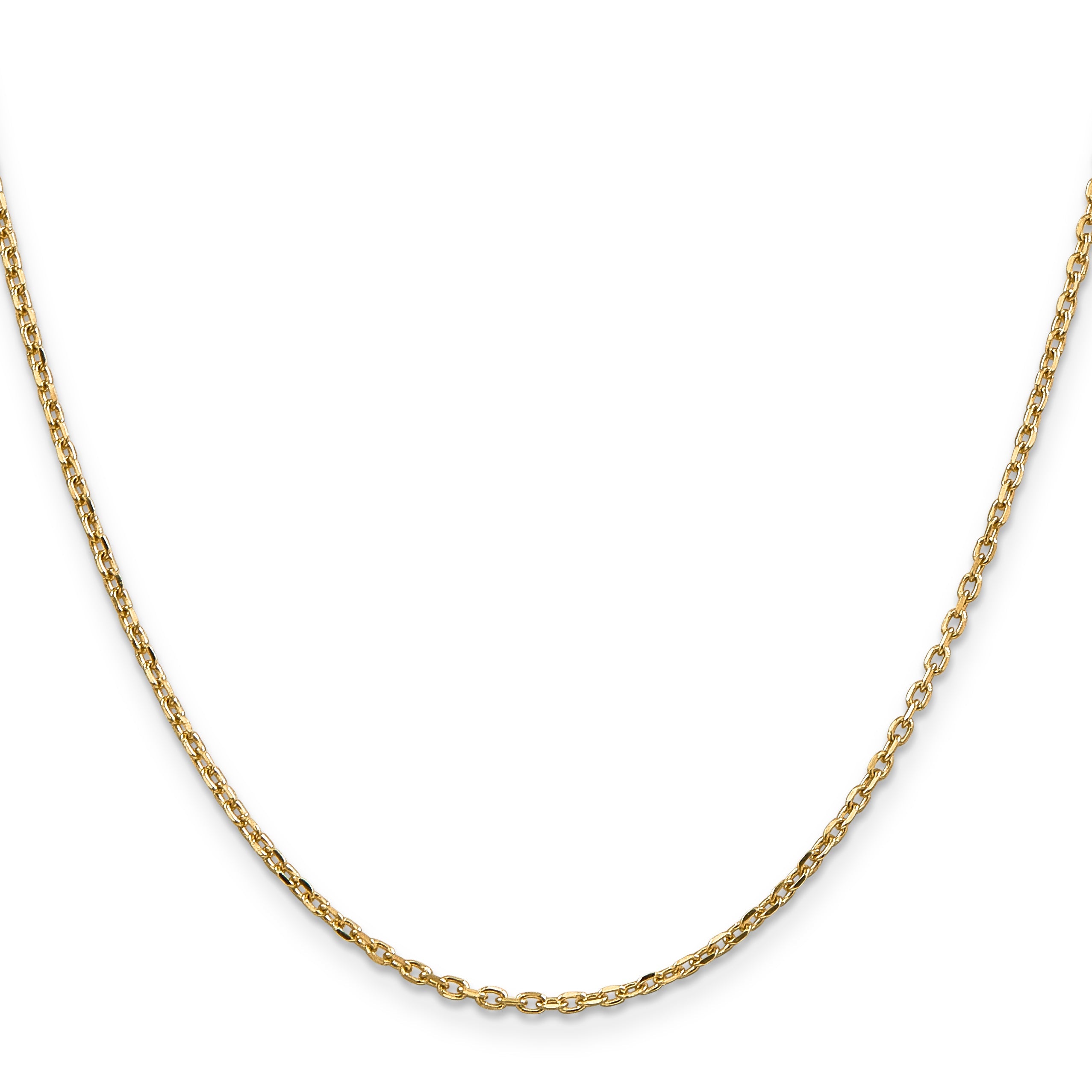 2 Inch 10K Yellow Gold 1.8mm D/C Round Open Link Cable Chain Necklace ...