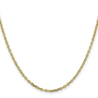 10K Yellow Gold 2.2mm D/C Round Open Link Cable Chain Necklace