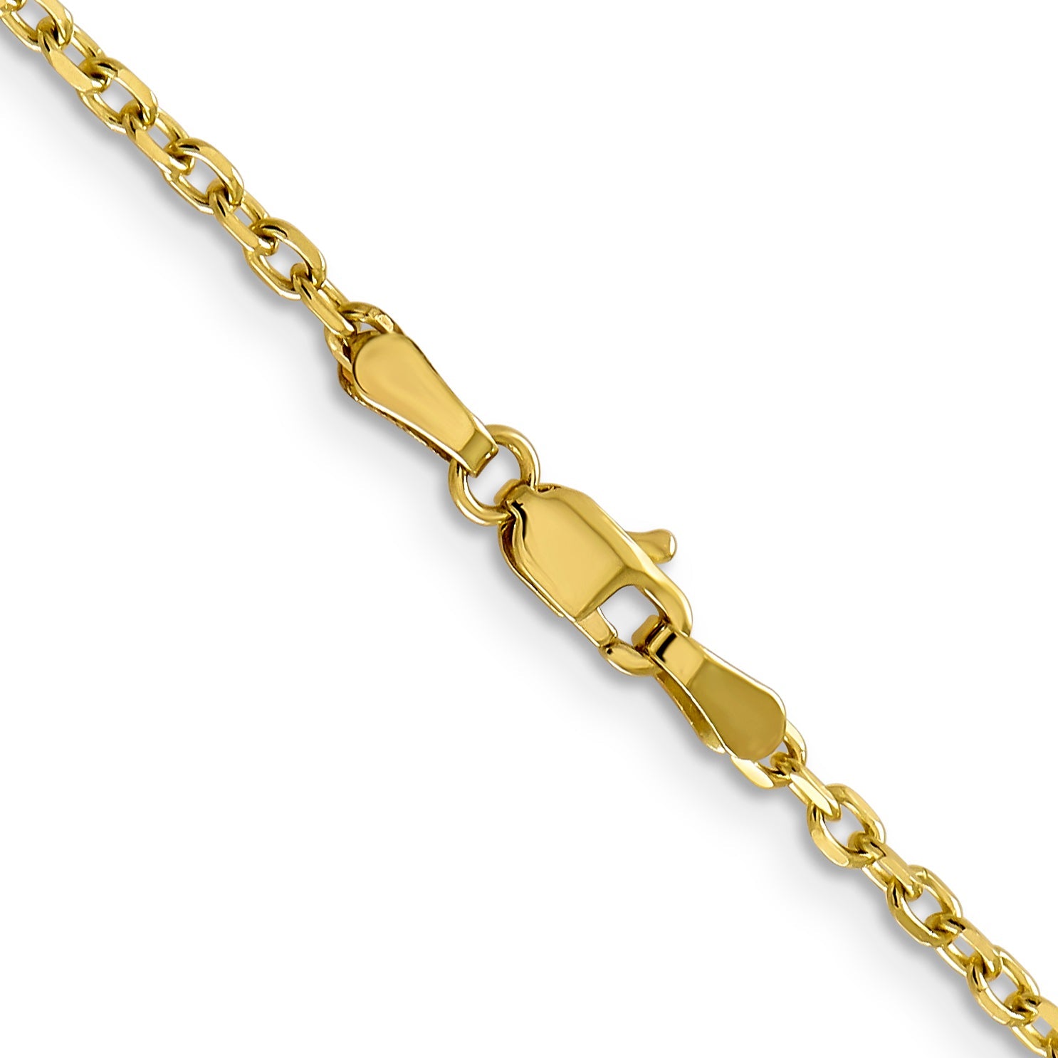 10K Yellow Gold 2.2mm D/C Round Open Link Cable Chain Necklace