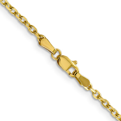 10K Yellow Gold 2.2mm D/C Round Open Link Cable Chain Necklace