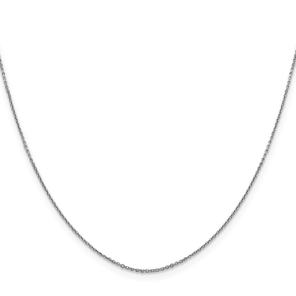 2 Inch 10K White Gold Wg .9mm D/C Round Open Link Cable Chain Necklace