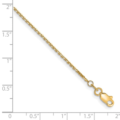 9 Inch 10K Yellow Gold 1.2mm D/C Cable Chain Anklet