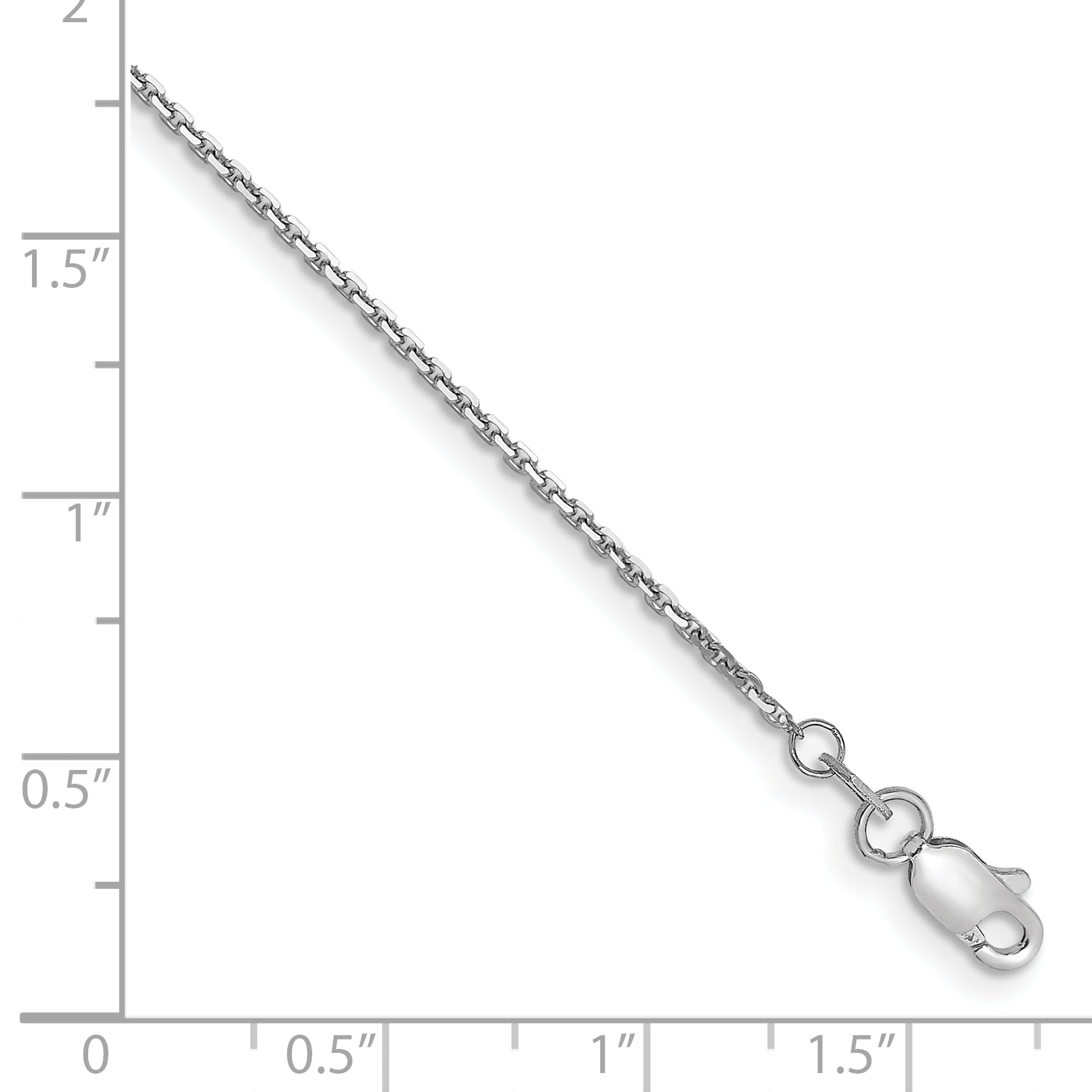 1 Inch 10K White Gold Wg 1.2mm D/C Cable Chain Anklet