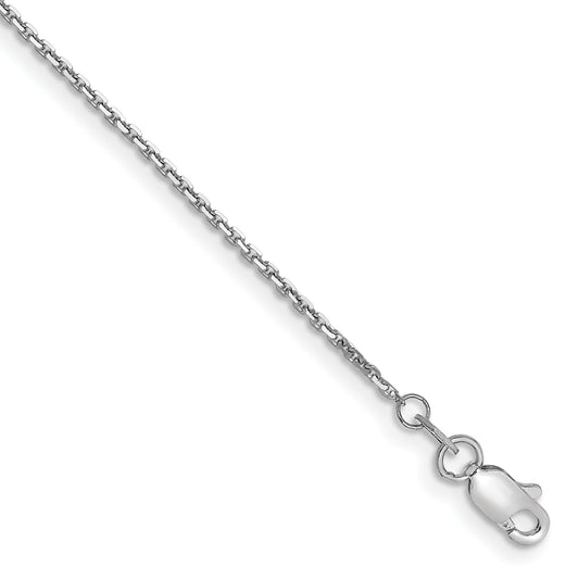 1 Inch 10K White Gold Wg 1.2mm D/C Cable Chain Anklet