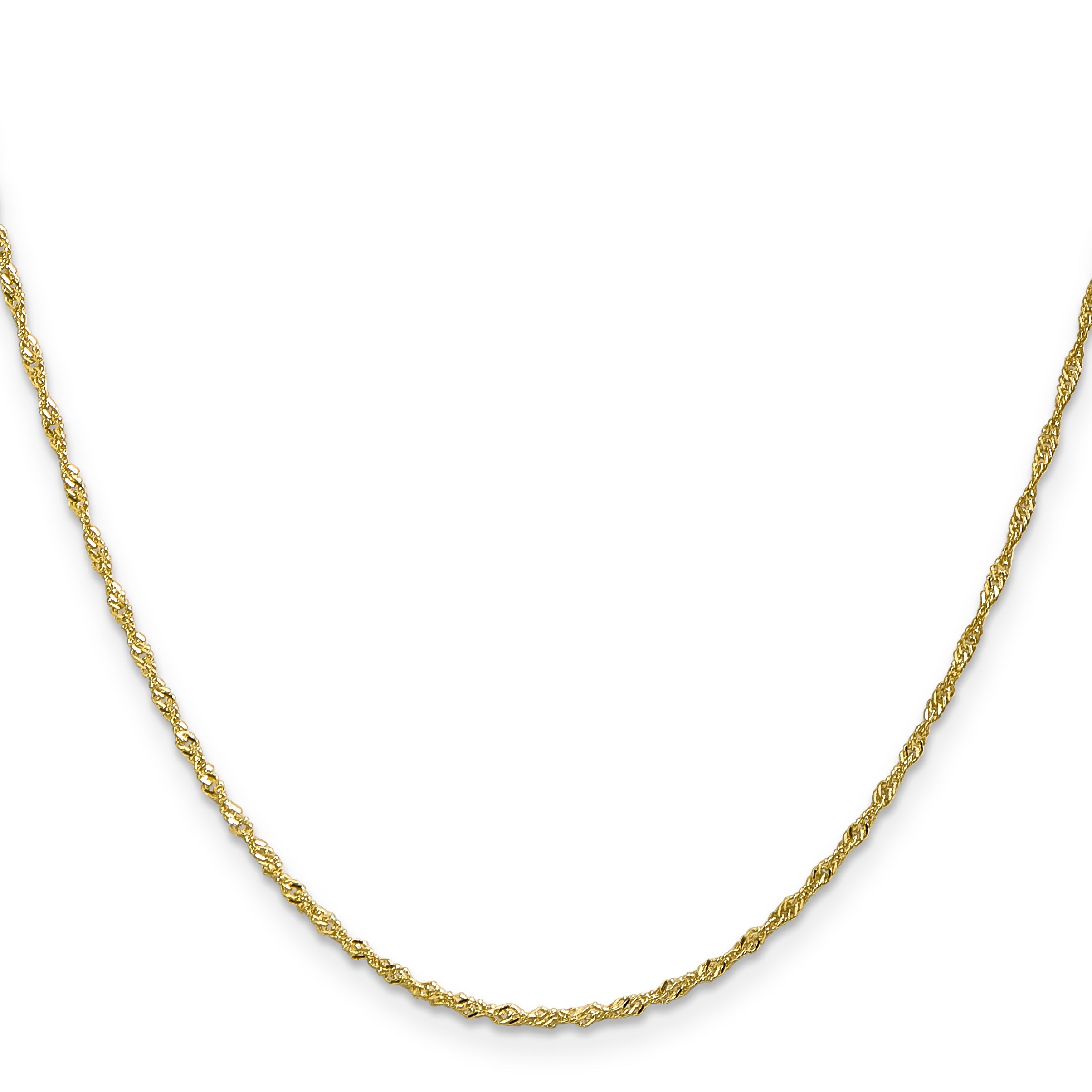 18 Inch 10K Yellow Gold 1.4mm Singapore Chain Necklace