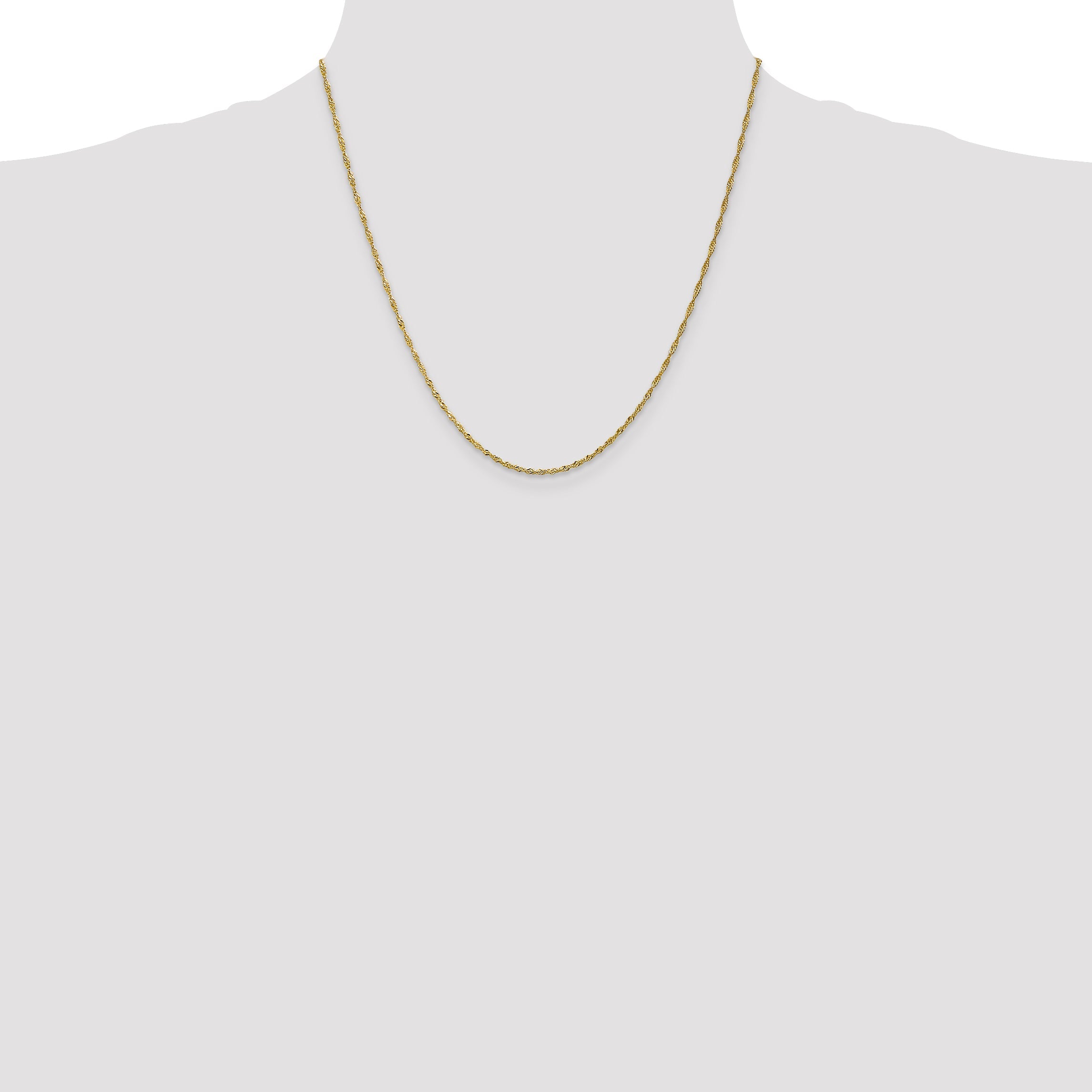 2 Inch 10K Yellow Gold 1.4mm Singapore Chain Necklace