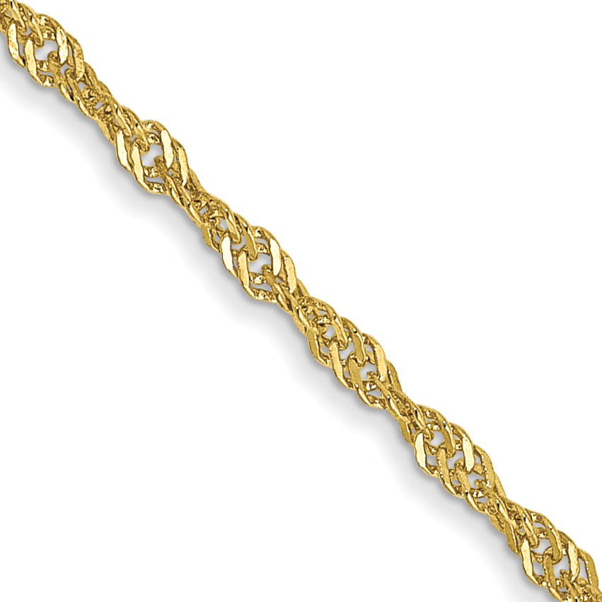 2 Inch 10K Yellow Gold 1.4mm Singapore Chain Necklace