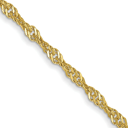 22 Inch 10K Yellow Gold 1.4mm Singapore Chain Necklace