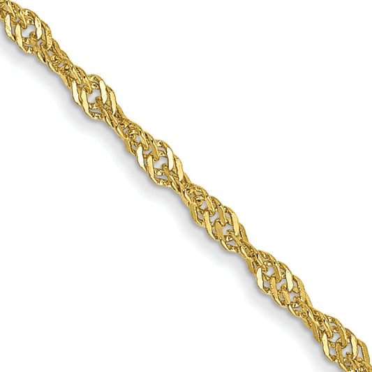 24 Inch 10K Yellow Gold 1.4mm Singapore Chain Necklace