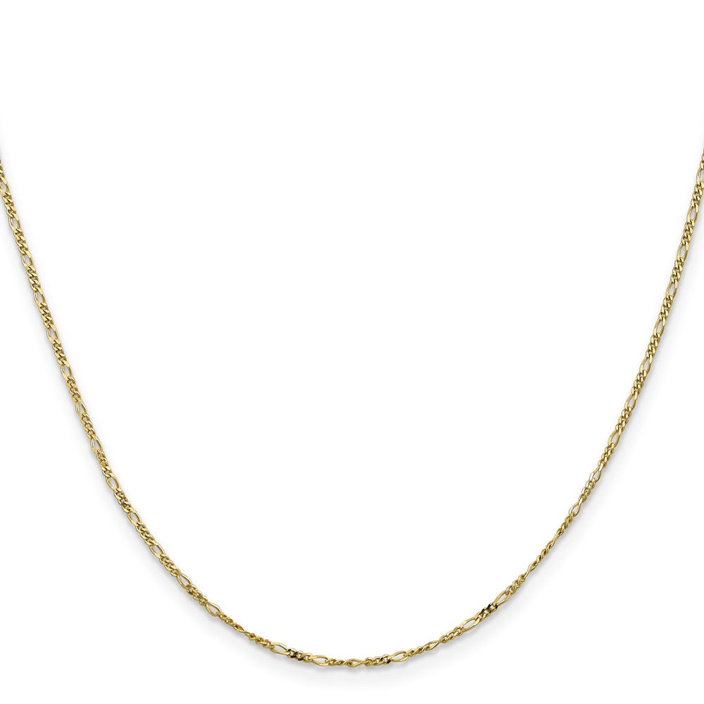 24 Inch 10K Yellow Gold 1.25mm Flat Figaro Pendant Chain Necklace