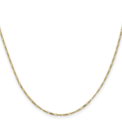 24 Inch 10K Yellow Gold 1.25mm Flat Figaro Pendant Chain Necklace