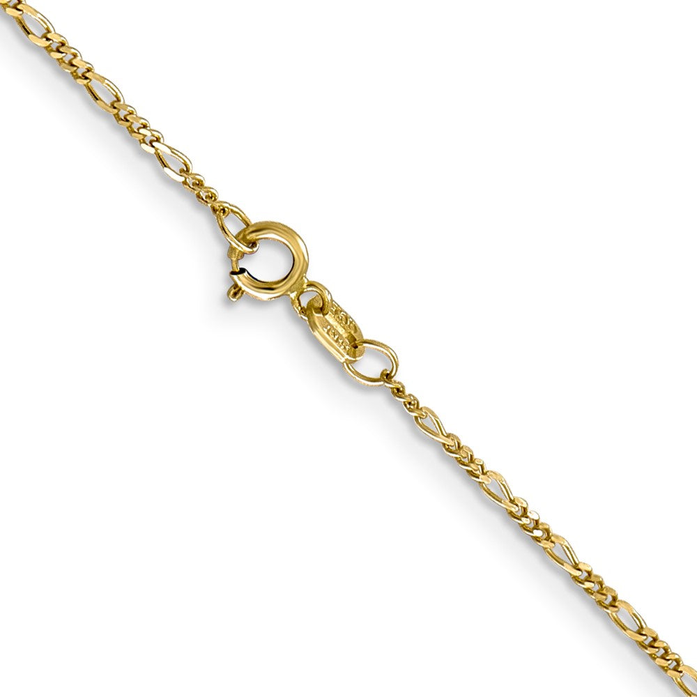24 Inch 10K Yellow Gold 1.25mm Flat Figaro Pendant Chain Necklace