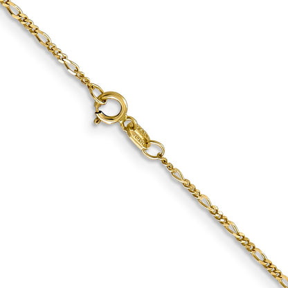 24 Inch 10K Yellow Gold 1.25mm Flat Figaro Pendant Chain Necklace