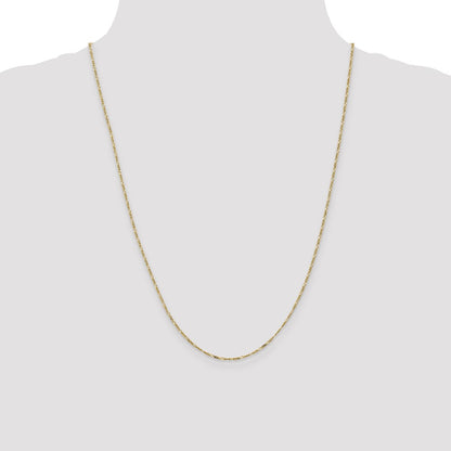 24 Inch 10K Yellow Gold 1.25mm Flat Figaro Pendant Chain Necklace
