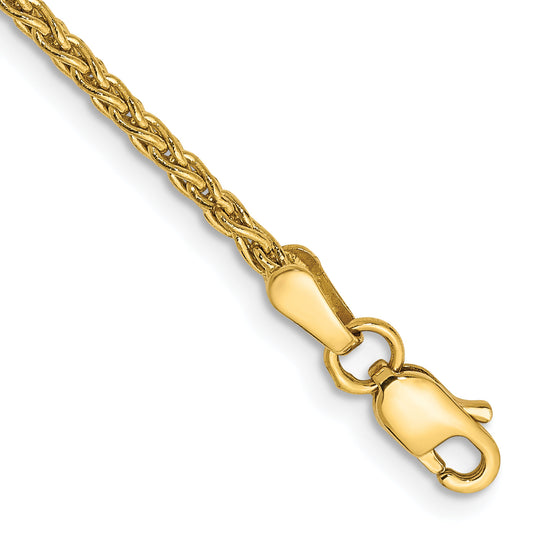 8 Inch 10K Yellow Gold 1.75mm Parisian Wheat Chain Bracelet