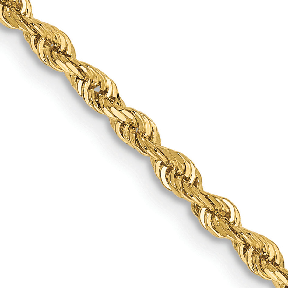 10K Yellow Gold 2.25mm D/C Quadruple Rope Chain Necklace