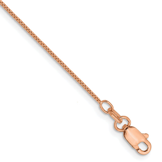 10K Rose Gold .70mm Box Chain Anklet