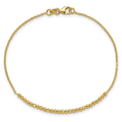 10K Yellow Gold 10K Diamond-Cut Beaded 7.5In Bracelet