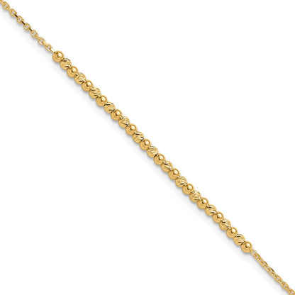 10K Yellow Gold 10K Diamond-Cut Beaded 7.5In Bracelet