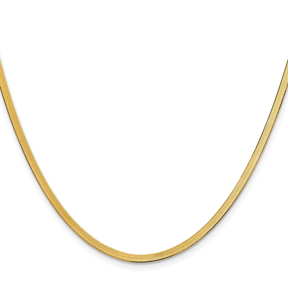 2 Inch 10K Yellow Gold 2.5mm Silky Herringbone Chain Necklace