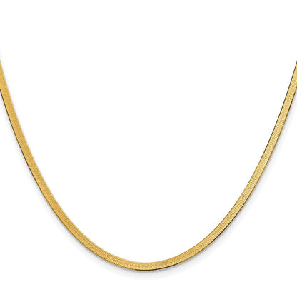 2 Inch 10K Yellow Gold 2.5mm Silky Herringbone Chain Necklace