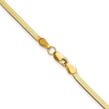 16 Inch 10K Yellow Gold 2.5mm Silky Herringbone Chain Necklace