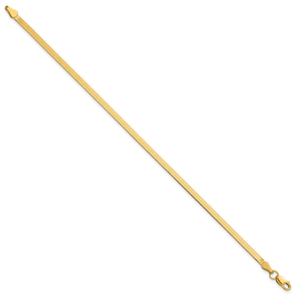 7 Inch 10K Yellow Gold 2.5mm Silky Herringbone Chain Bracelet