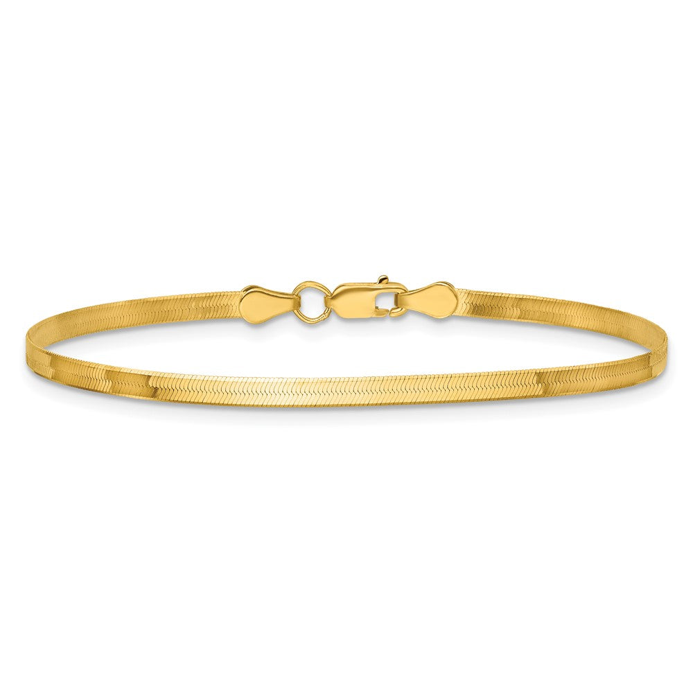 7 Inch 10K Yellow Gold 2.5mm Silky Herringbone Chain Bracelet