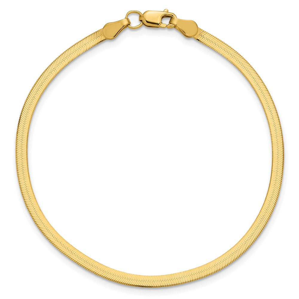 9 Inch 10K Yellow Gold 2.5mm Silky Herringbone Chain Bracelet
