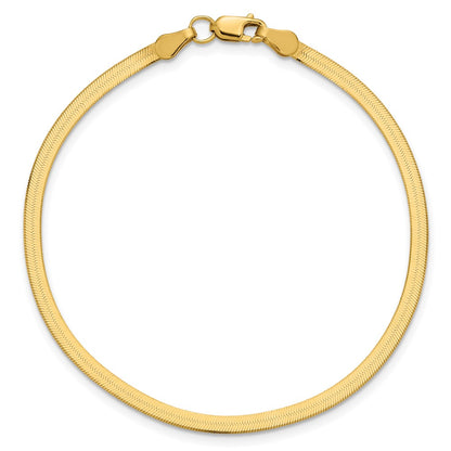 9 Inch 10K Yellow Gold 2.5mm Silky Herringbone Chain Bracelet