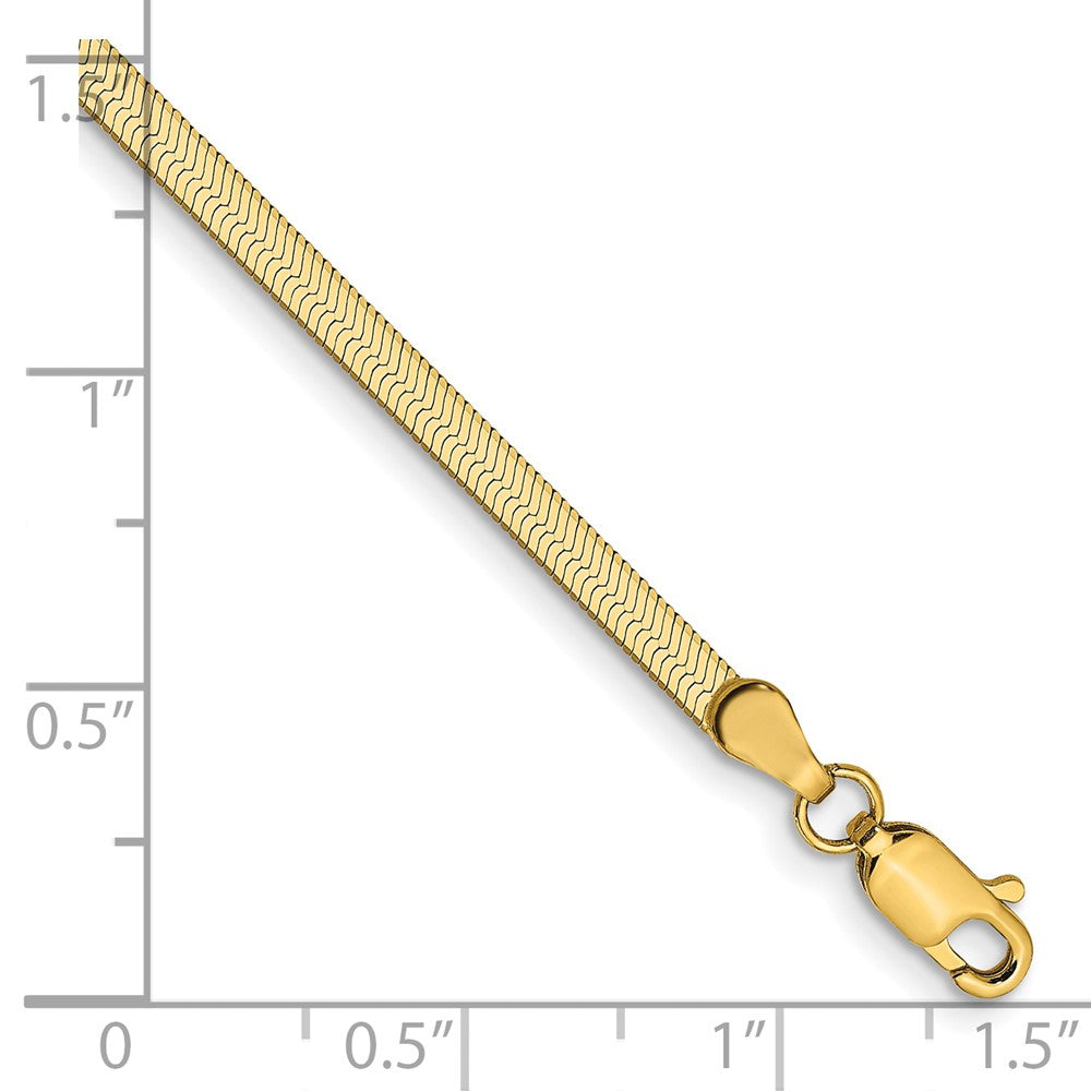9 Inch 10K Yellow Gold 2.5mm Silky Herringbone Chain Bracelet