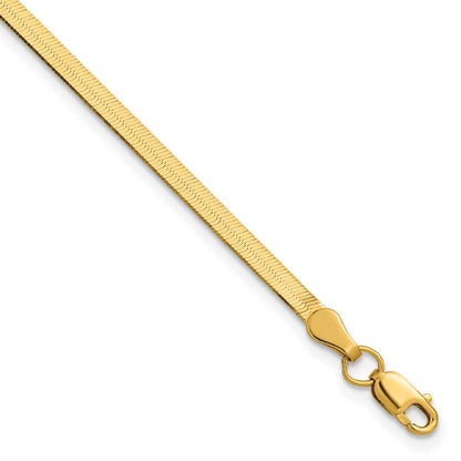 8 Inch 10K Yellow Gold 2.5mm Silky Herringbone Chain Bracelet